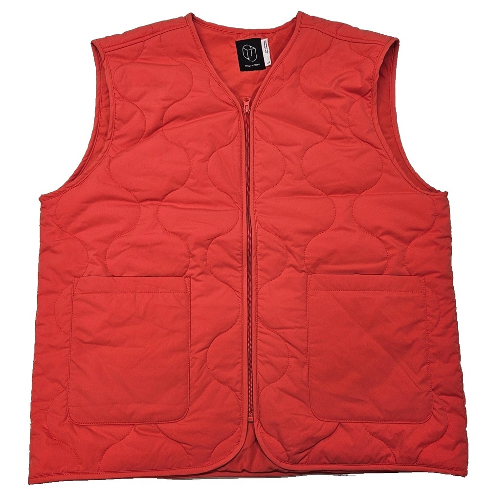 Original Use Men Quilted  Hunting Vest  Size L Full‎ Zip-Up Padded Orange